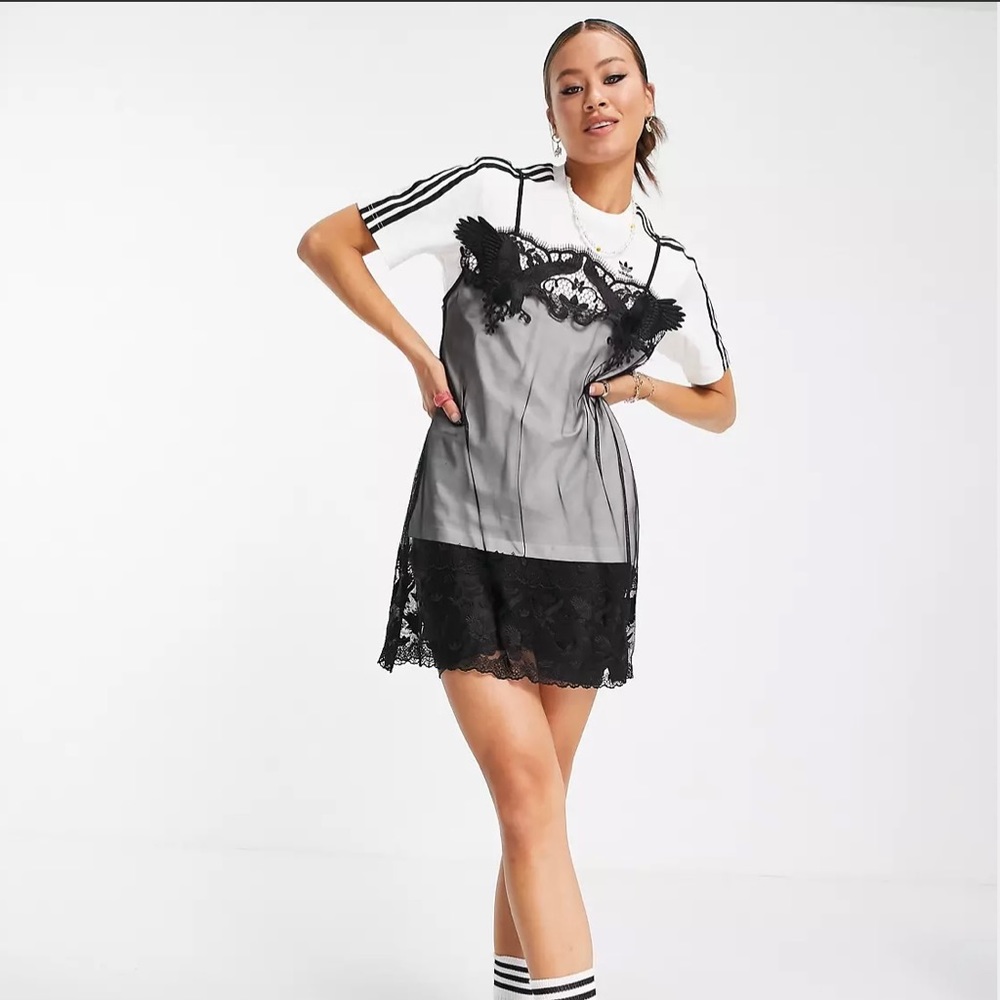 Adidas x Dry Clean Only Black Lace T-Shirt